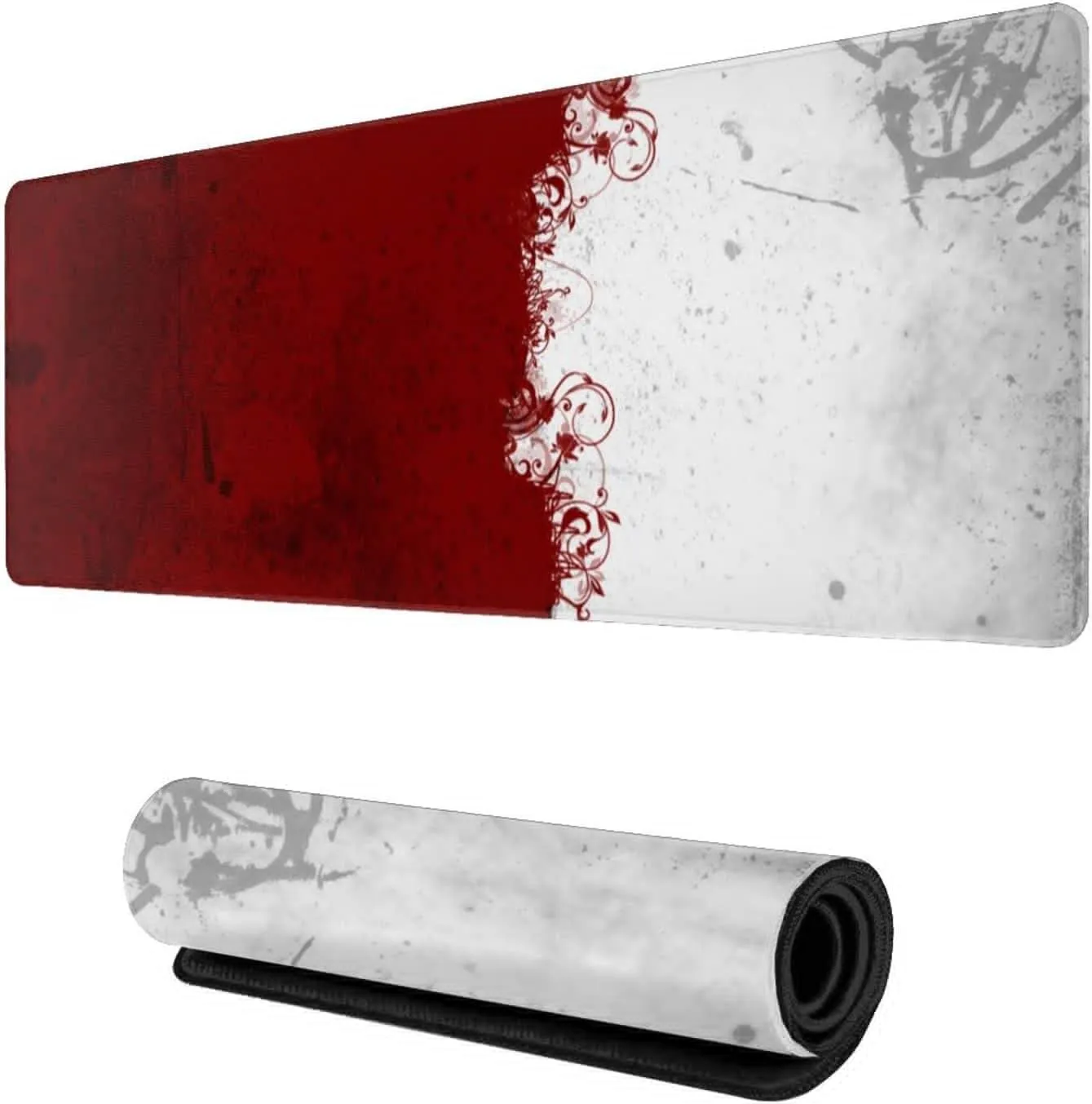 Black and White Japanese Waves Sea Dragon Gaming Mouse Pad XL Extended Large Mouse Mat Desk Pad Stitched Edges Mousepad Long Mouse Pad 31.5 X 11.8 Inch