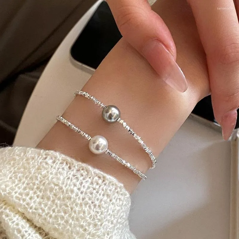 Bangle Design Light Luxury Exquisite Elegant Pearl Bracelet For Women Fashion Silver Color Jewelry Accessories Gifts