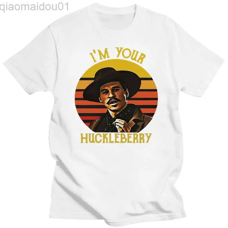 T-shirt da uomo Doc Holliday Tombstone I? M Your Huckleberry T-shirt da uomo vintage T-shirt in cotone nera slim fit L230713