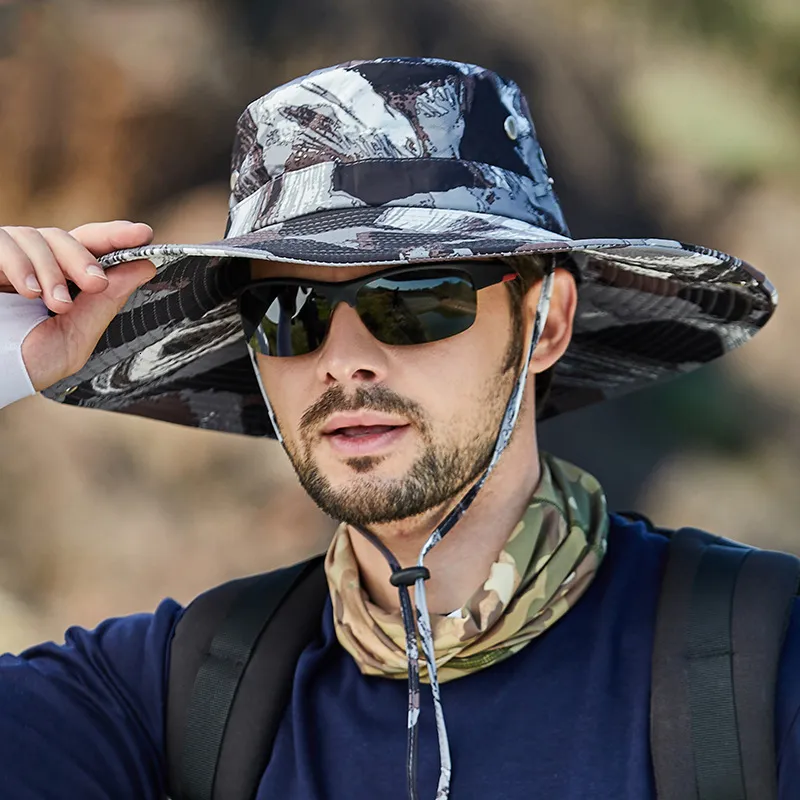 Mens Camouflage Wide Brim Geartop Fishing Hat 12cm Big, Breathable Mesh  Protection Cap For Outdoor Fishing And Summer Activities From Hu05, $8.78