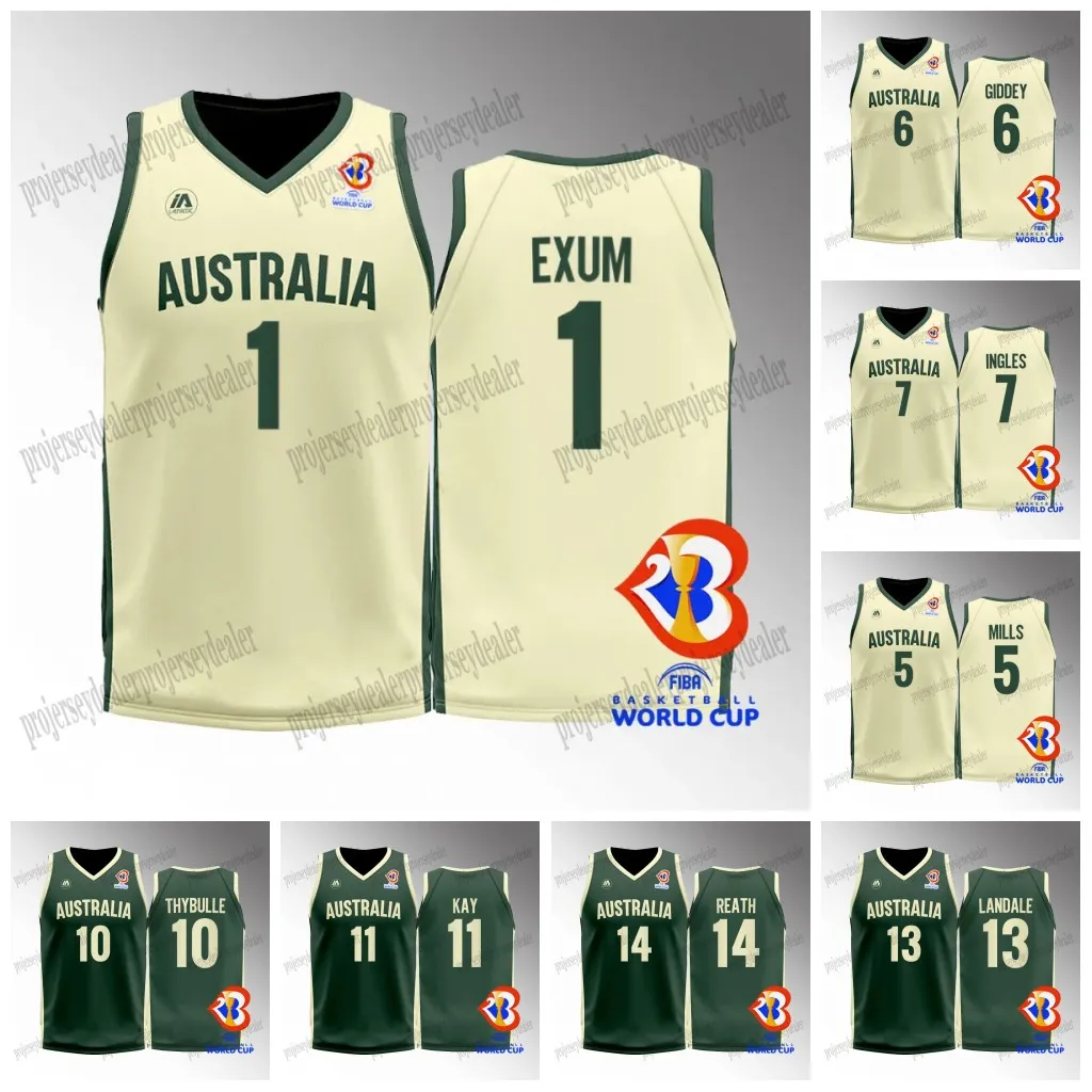 2023 FIBA ​​Australia Jersey Dante Exum Patty Mills Josh Giddey Joe Ingles Matthew Dellavedova Matisse Thybulle Nick Kay Jock Landale Duop Reath