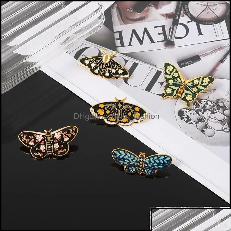 Broches Broches Broches Bijoux Européenne Insecte Série Papillon Papillon Forme Broche Broche Femmes Animal Alliage Émail Vêtements Badge Accessori Dhzv9