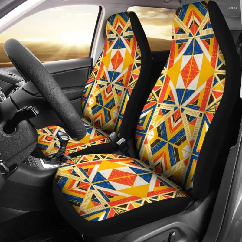 Housses de siège de voiture Aztec Colorful Orange Pack de 2 housses de protection avant universelles