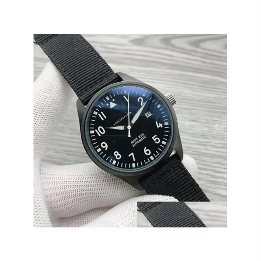 Armbanduhren 2021 Luxus-Neuigkeiten Herrenuhren Matic Mechanisch Edelstahl Schwarz Leder Einfach 41 mm Pilotenuhr Mark XVIII Outd223v
