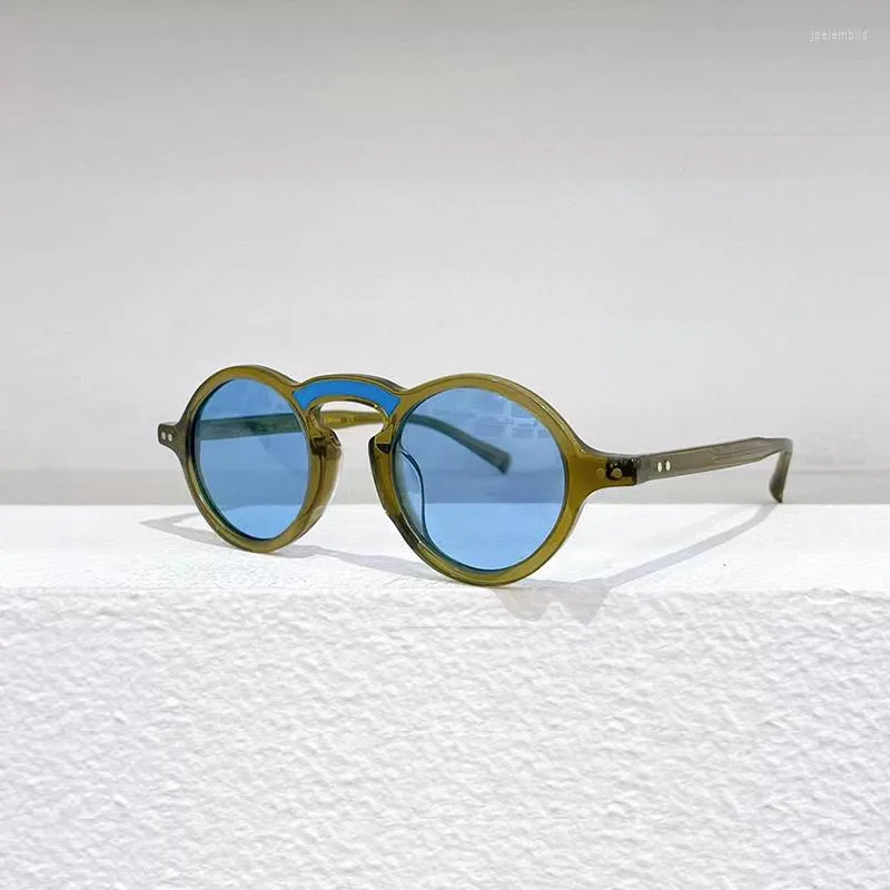 Solglasögon japanska handgjorda runda acetat högkvalitativa män myopia klassisk vintage glasögon kvinnor som kör turismglasögon