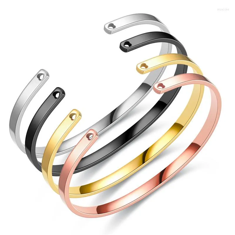 Bracelet 4 MM Simple En Acier Inoxydable Pour Femmes Hommes Creux Amour Coeur Ouvert Amitié Couple Bijoux Cadeau