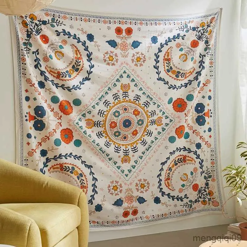 Tapissries Dome Cameras Botanical Celestial Floral Tapestry Wall Hanging Boho Decor Wall Psychedelic Flower Hippie Home Decor Wall Cloth Tapestries R230714