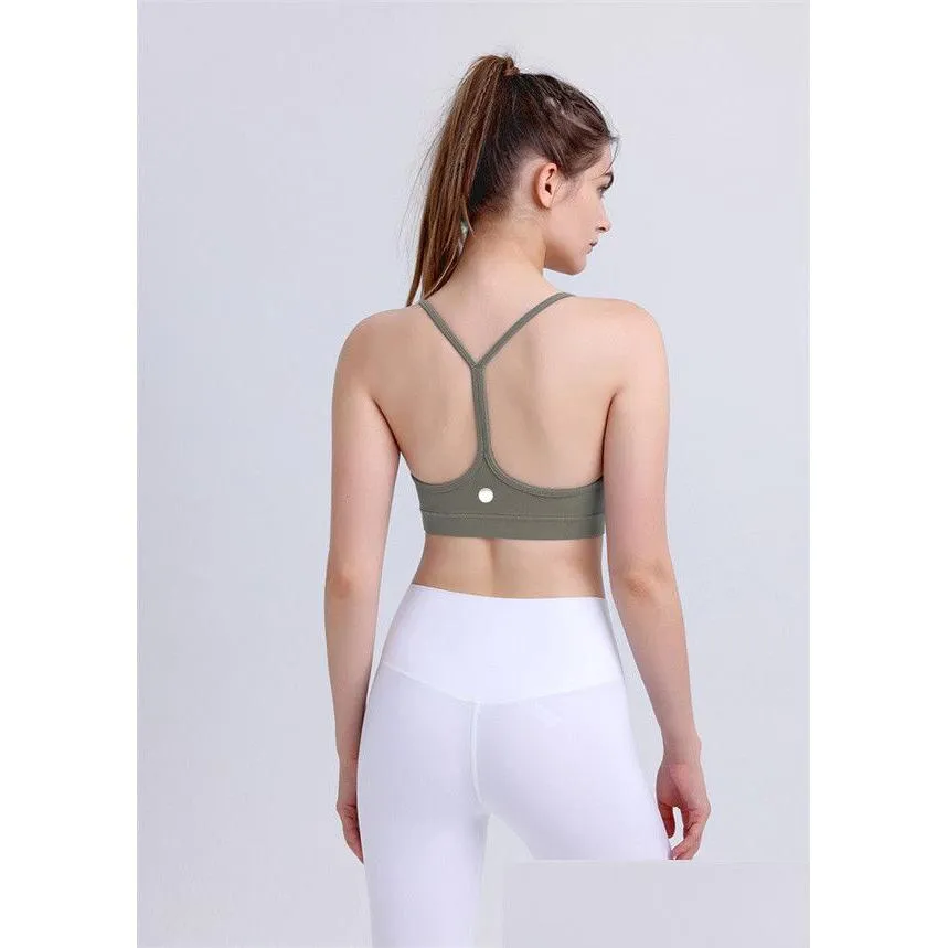 Roupa de ioga Ll Stretch Sutiã em forma de Y Feminino Sutiã clássico em Y respirável Roupa íntima esportiva Jogging Acolchoado Academia Correndo Lingerie Jy1901 Dhjgt