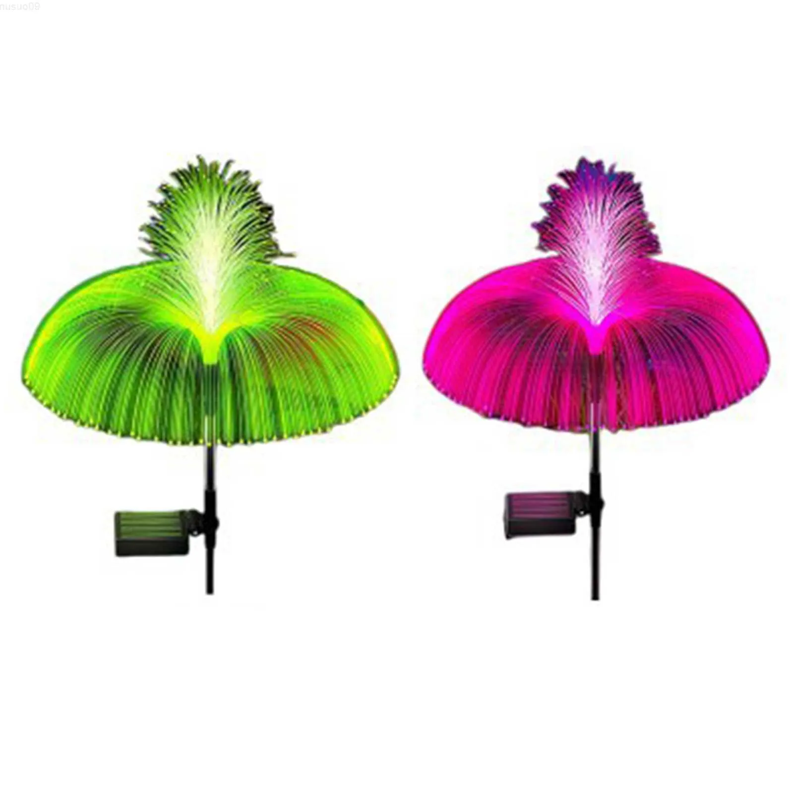 Garden Decorations 2pcs Jellyfish Shape Backyard Lawn Party Decoration Walkway 7 Colors Changing Patio Solar Garden Light Double Layer Auto On Off L230714