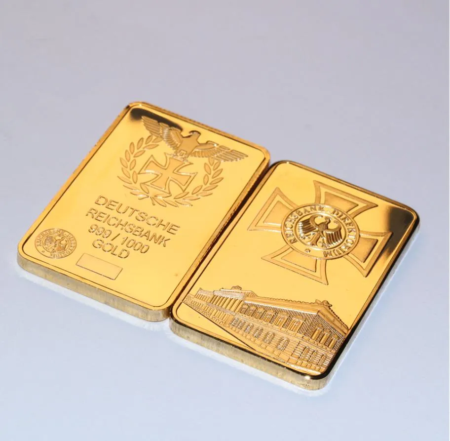 5st /Set Gift German Die Bismarck Battleship Gold Plated Bullion Bar Coins 1oz Tyskland Deutsche Marine Gold Bar Souvenir Coin.cx