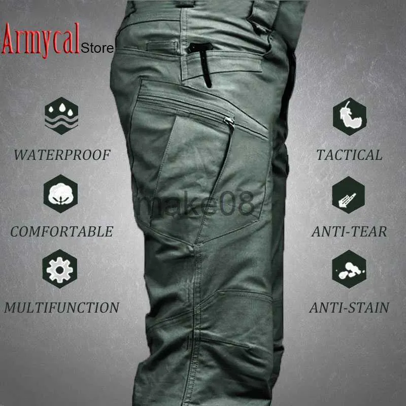 Mäns byxor Taktiska lastbyxor Män utomhus vattentätt Swat Combat Militär kamouflagbyxor Casual Multi Pocket Pants Mane Work Joggar J230714