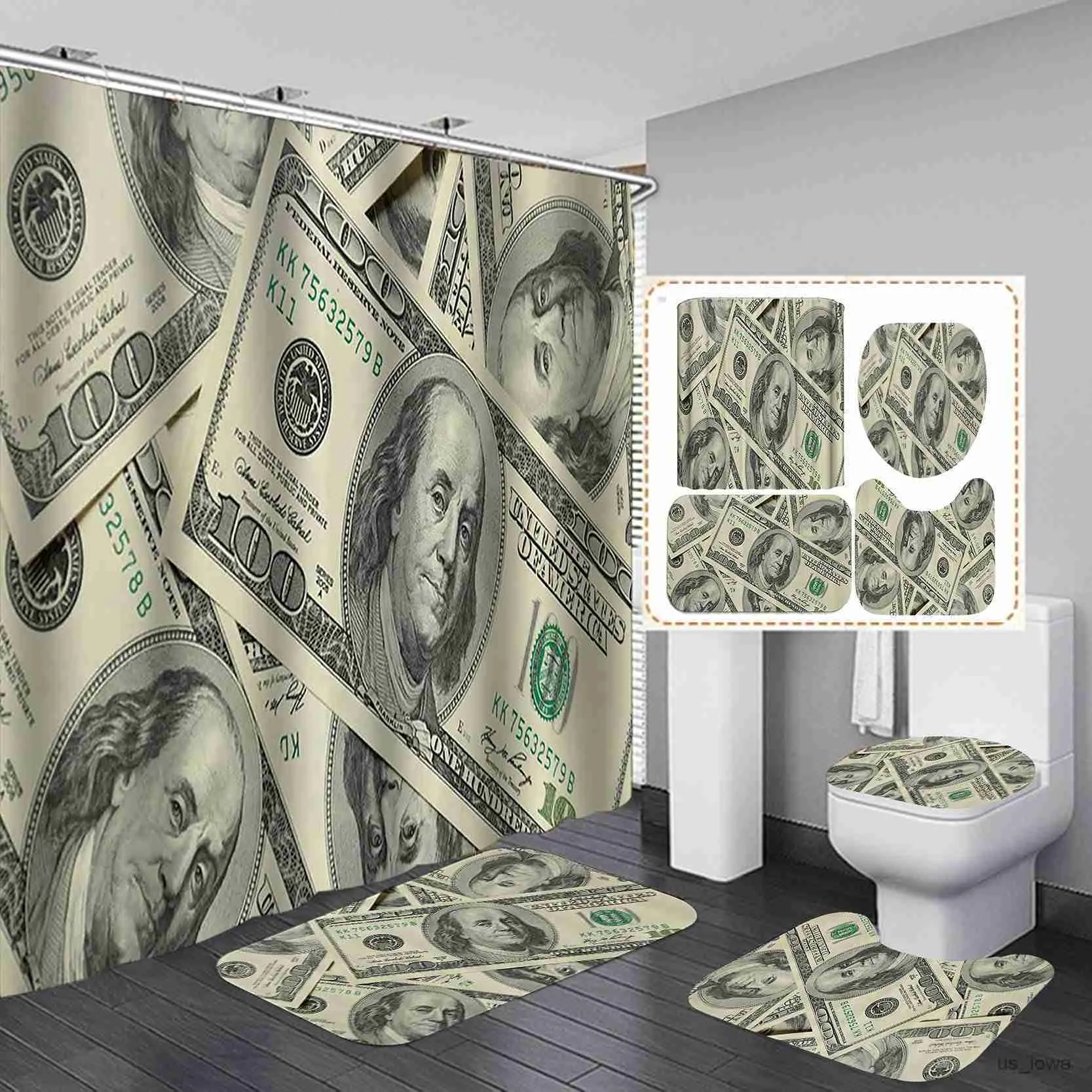 Shower Curtains Money Shower Curtain Set Hundred US Dollar Bills Cash
