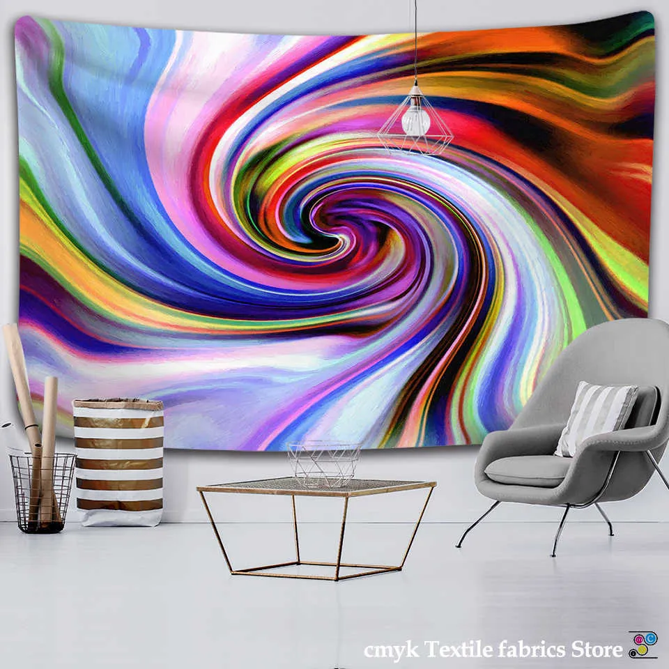 Tapestries Color Swirl Pattern Printed Tapestry Wall Hanging Nordic Home Fabric Hanging Painting Decorative Blanket Beach Towel Rug