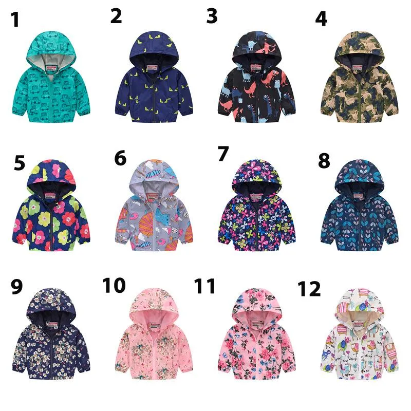 Jackets Kids Clothes Boys Jackets Children Hooded Zipper Windbreaker Toddler Baby Fashion Print Coat Infant Waterproof Hoodies For Girls