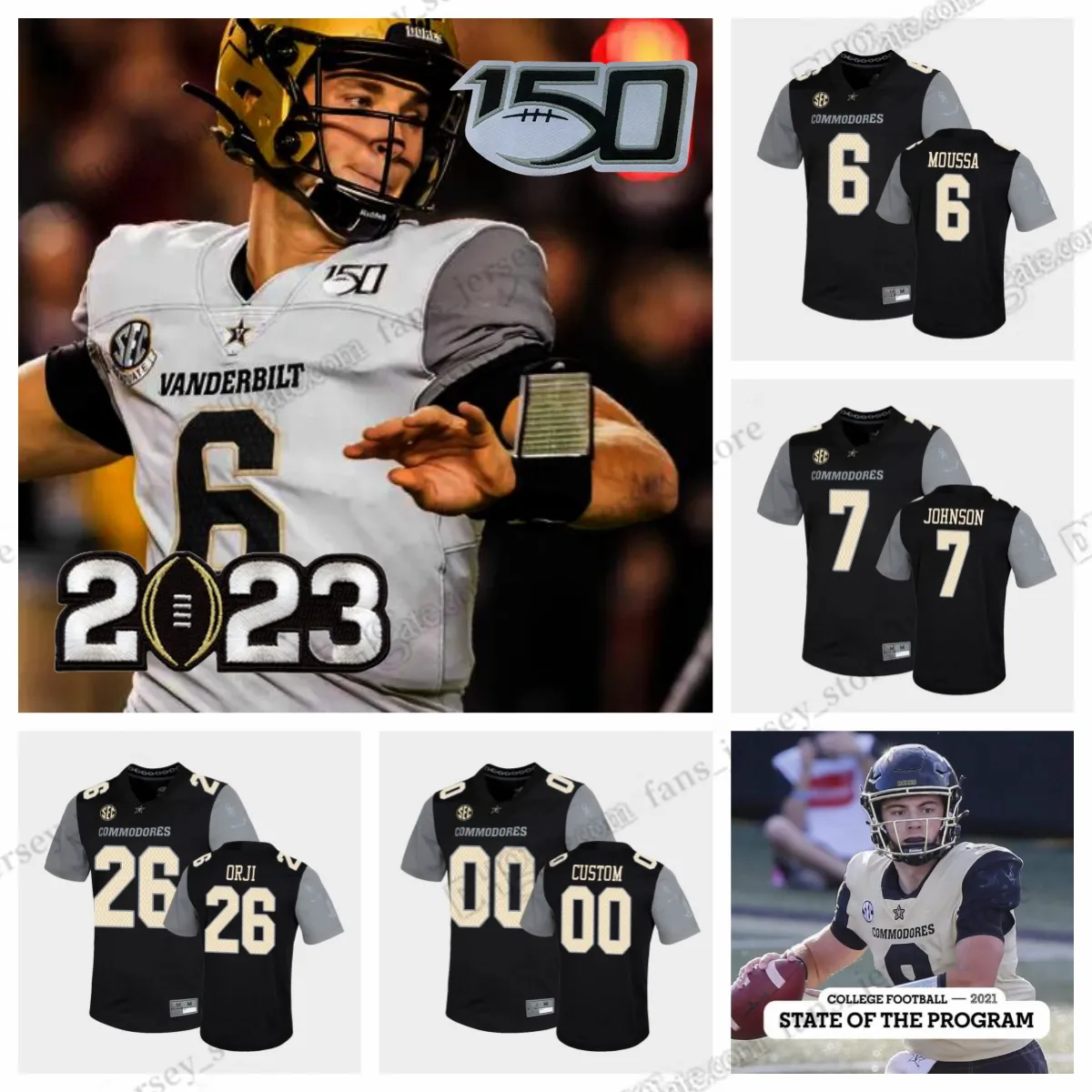 Anpassad S-6XL NCAA Vanderbilt Commodores College Football Jersey Keyon Henry-Brooks Jason Brooks Jr. Gavin Schoenwald Randall Haynie Harrison Smith Män kvinnor barn