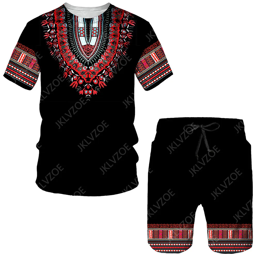 Mens Tracksuits est African Print WomensMens Tshirts Sets Africa Dashiki Mens TracksuitVintage Tops Sport And Leisure Summer Male Suit 230713