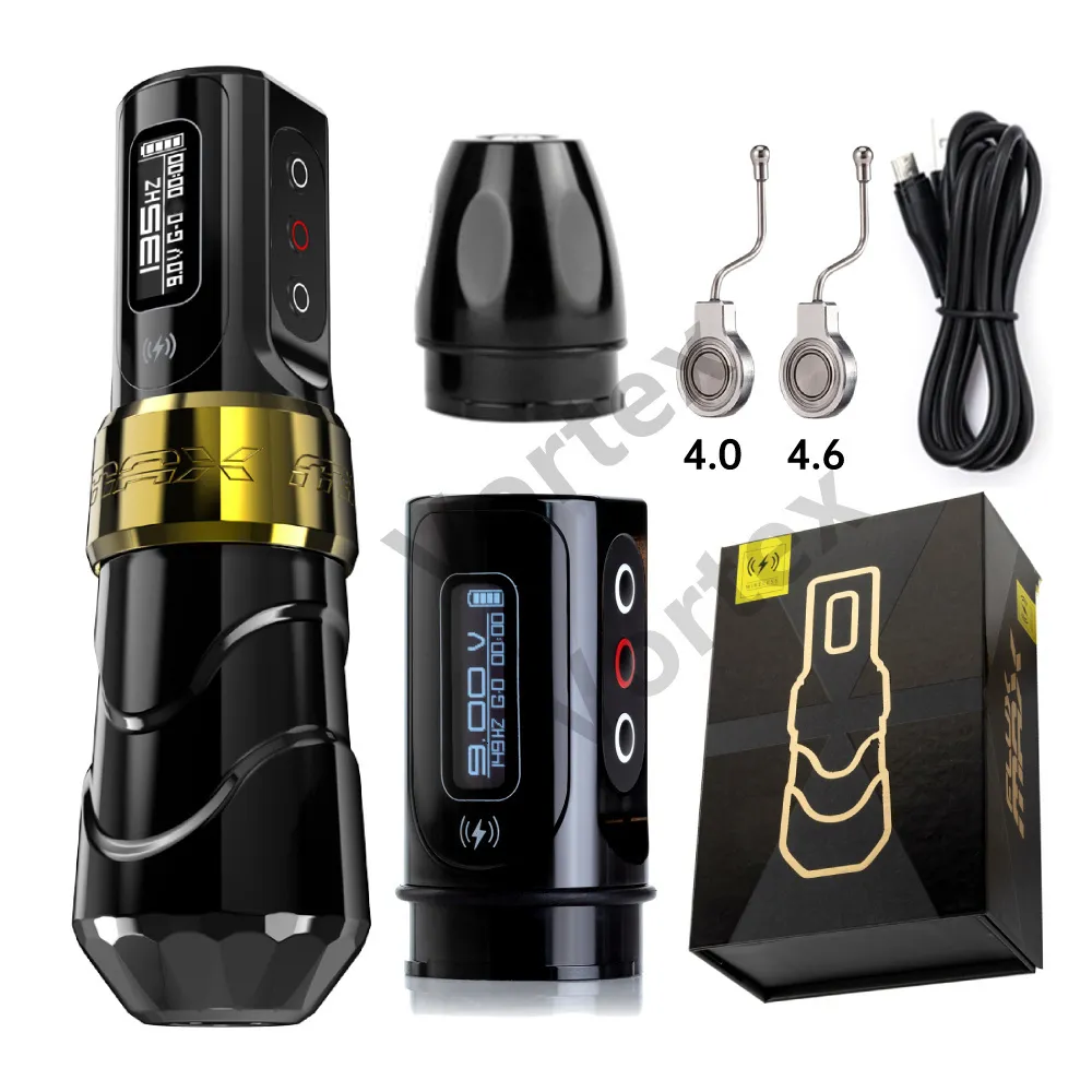 Máquina de tatuaje Flujo Max Máquina de tatuaje inalámbrico 3.54.04.6 Stroke 2400mAh 2 Batería Gran capacidad Batería de litio Pen 230713