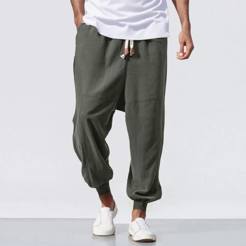 Men's Pants Cotton Linen Casual Men Long Summer Harem Trousers Male Chinese Style Baggy Joggers Harajuku Jersey 2023 Clothes