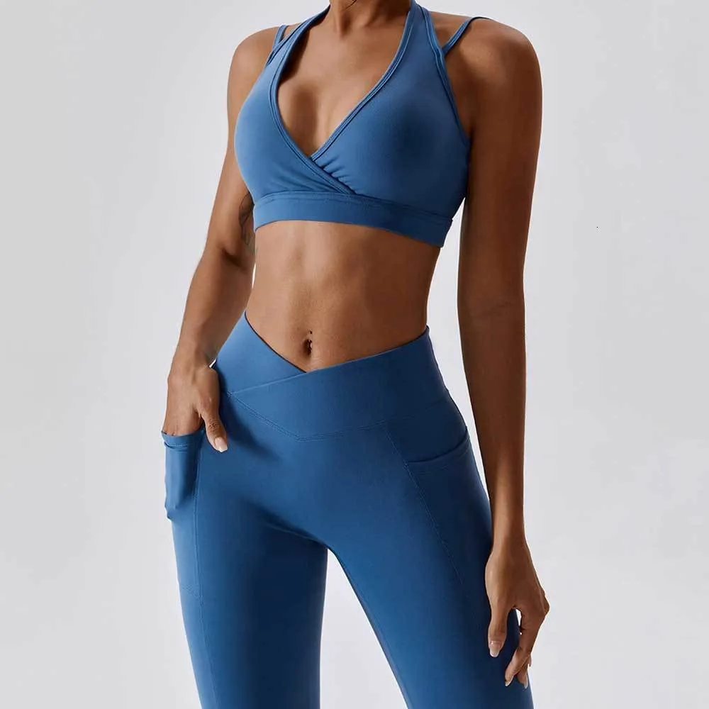 Yoga outfit Set Woman Gym Women Fitness Sportwear Sports Workout Clothes For Bra Pants Crop Top Tracksuit 230713