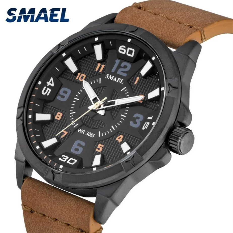 Smael montre décontractée pour hommes Relojes Hombre Top marque SL-9102 montre hommes Simple montres à Quartz avec cuir relogio masculino225D