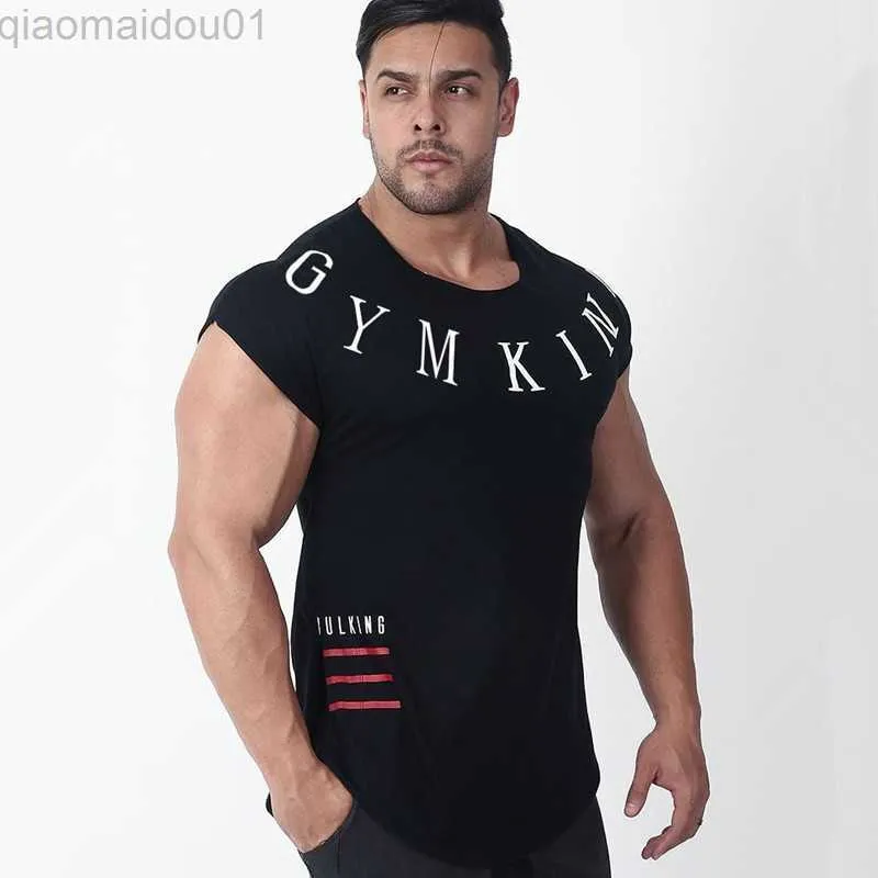 Herr t-shirts nya stora typ män gym t-shirt fitness bodybuilding träning t-shirt man sommarsport som kör t shirt män skjorta märke kläder l230713