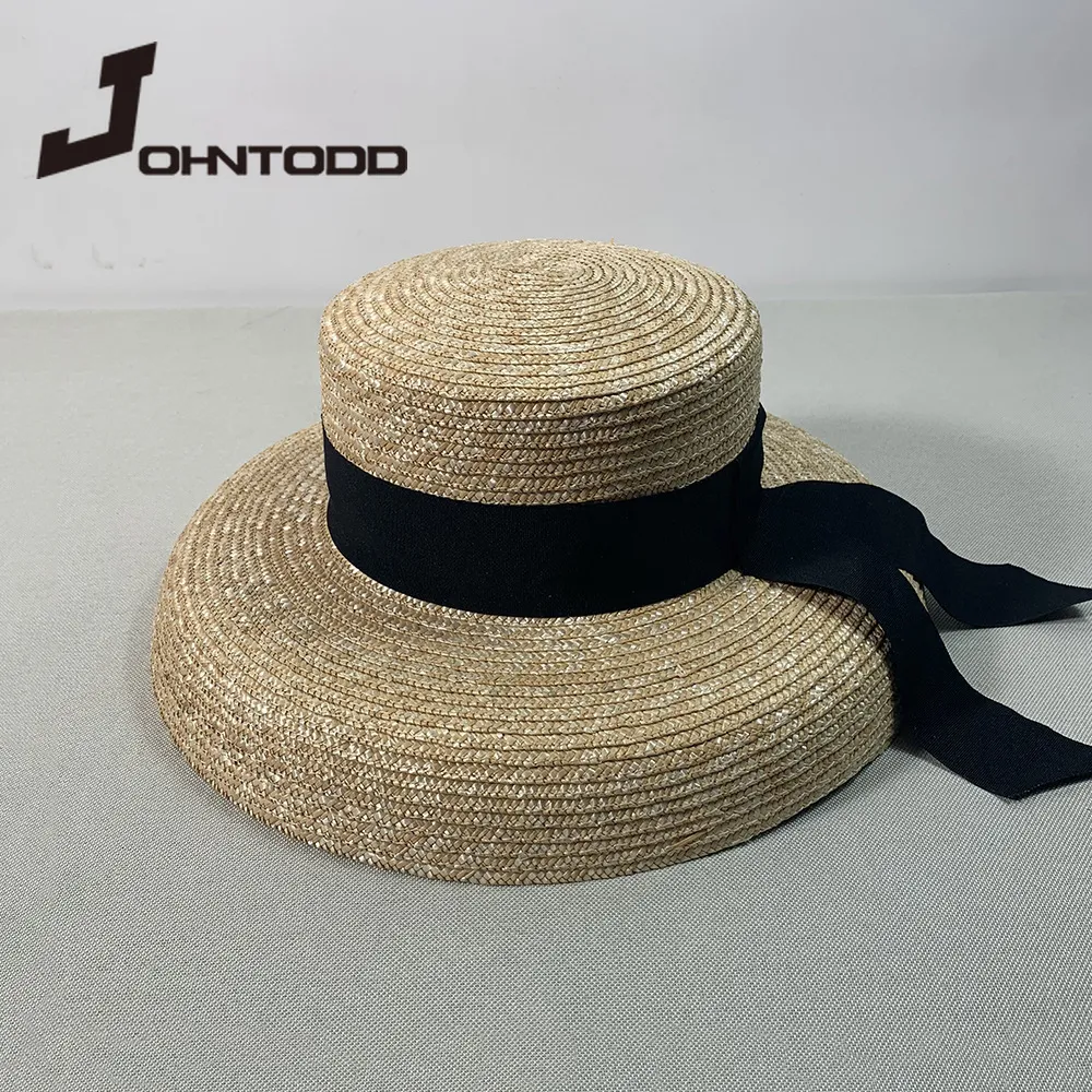 Wide Brim Hats Bucket Hat's summer big soft top hat straw with black and white ribbon lace tie m wide brim sun UV protection beach cap 230713