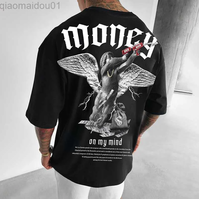 T-shirts masculinas streetwear t-shirt oversize manga curta o pescoço solto pulôver t verão moda gráfico t-shirts roupas masculinas nova chegada l230713