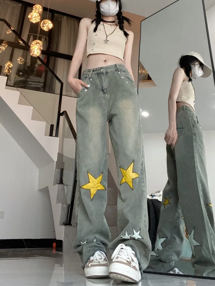 Y2K Star Jeans - High Waisted Oversized Streetwear Pants