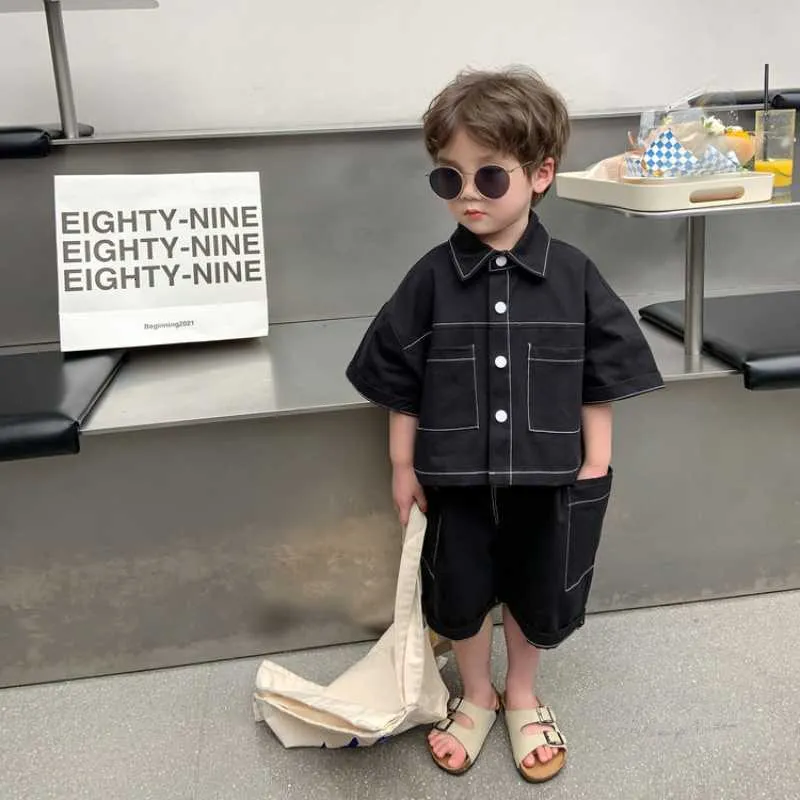 T-shirts Zomer Kinderkleding Baby Boy Kleding Kids Outfits Set Mode Shirt Shorts 2 Stuk Verjaardag 29 Y 230713