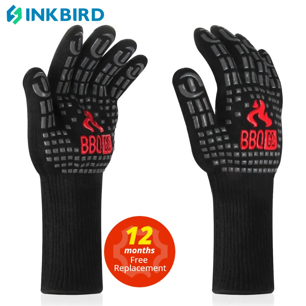 Oven Mitts Inkbird 14inch BBQ Grill Gloves 1472 Extreme Heat Resistant Grilling Glove NonSlip Silicone Insulated for Cooking 230714