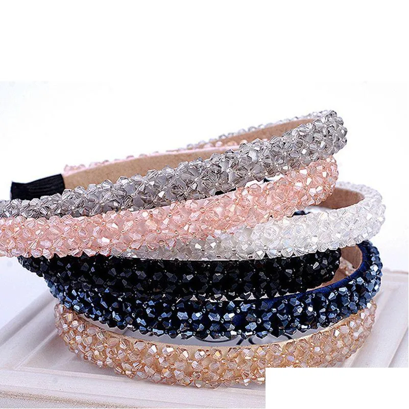 Haaraccessoires Nieuwe Mticolor Crystal Glass Hoofdband Mode Handgemaakte Band Voor Vrouwen Meisjes Haarband Sieraden Drop Delivery Baby Kids Dhlwj