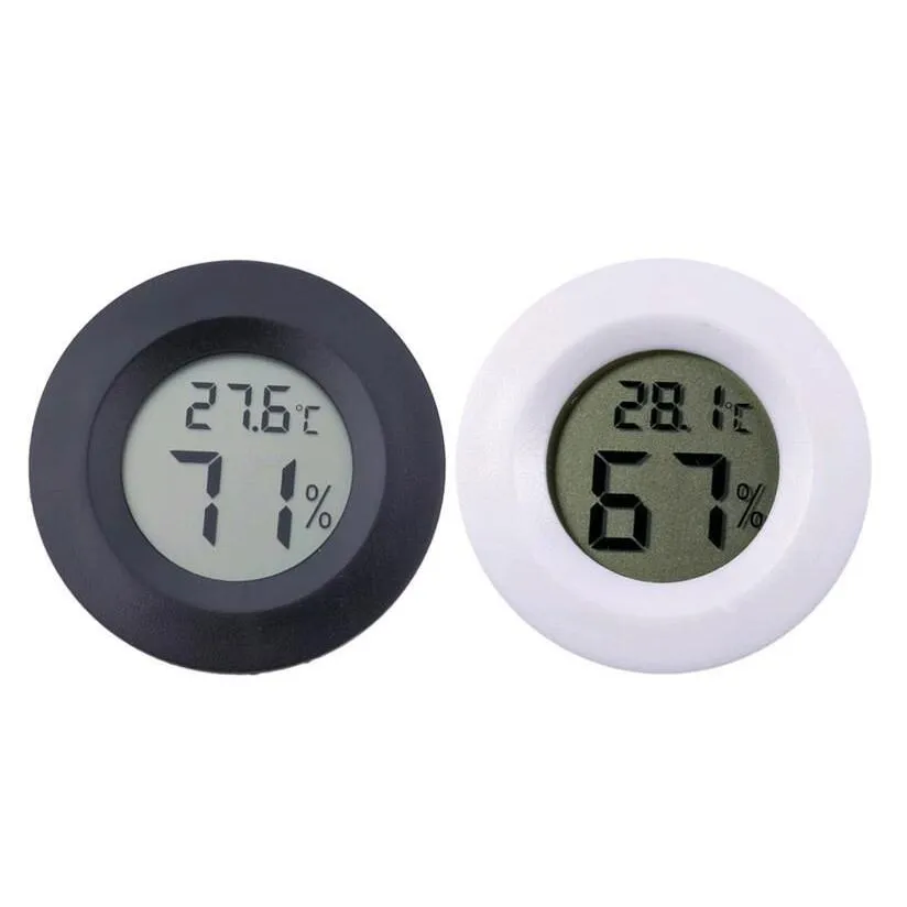 Instrumentos de temperatura Mini Round Lcd Digital Termômetro Higrômetro Geladeira Zer Tester Medidor de umidade Detector Ferramenta de medição doméstica Dhovp