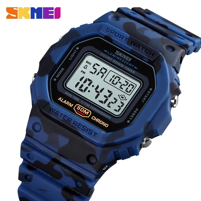 Orologi sportivi da uomo LED da esterno Orologi digitali 5Bar Sveglia impermeabile Orologio da polso digitale da uomo militare maschile SKMEI montre homme