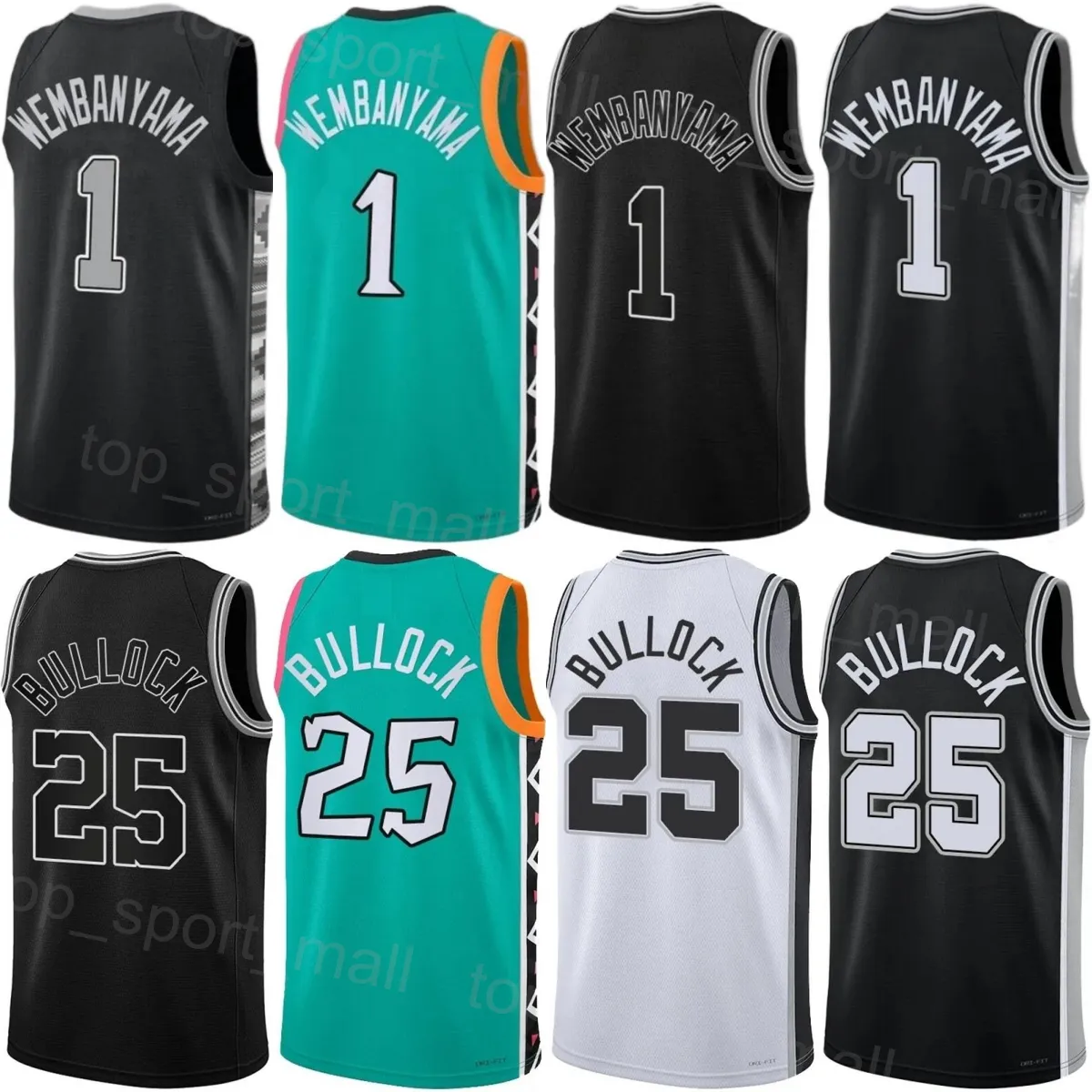 Skärmtryck basket cedi Osman Jersey 16 Reggie Bullock Victor Wembanyama 1 Devin Vassell Devonte Graham Keldon Johnson Tre Jones Zach Collins Man Woman Kids Kids