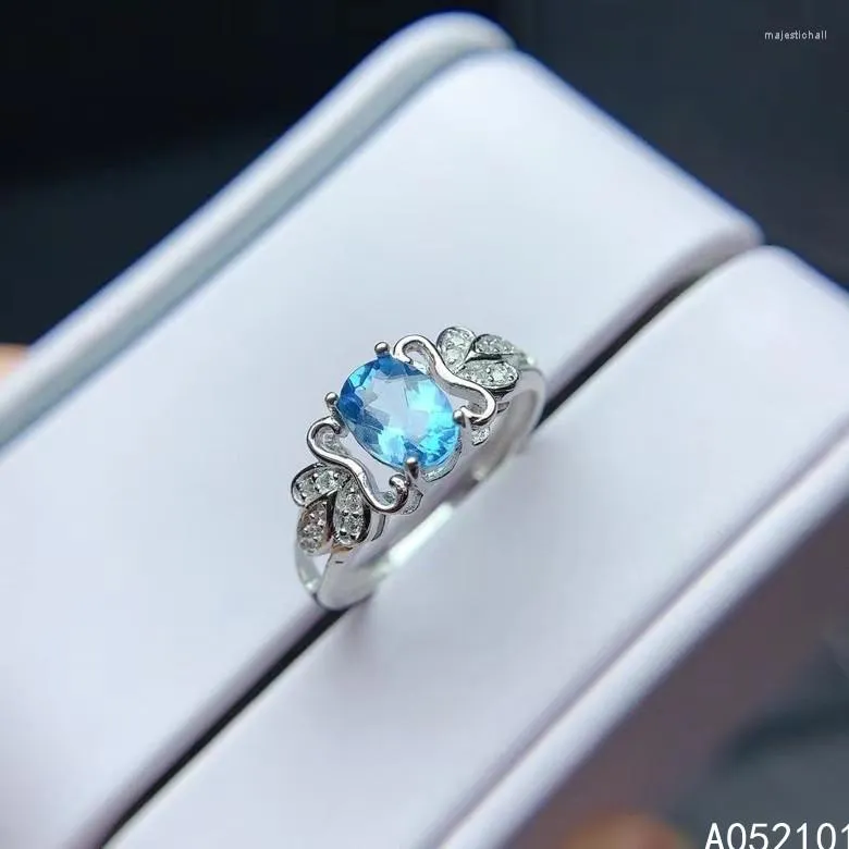 Cluster Rings KJJEAXCMY Fine Jewelry S925 Sterling Silver Inlaid Natural Blue Topaz Girl Exquisite Ring Support Test Chinese Style Selling