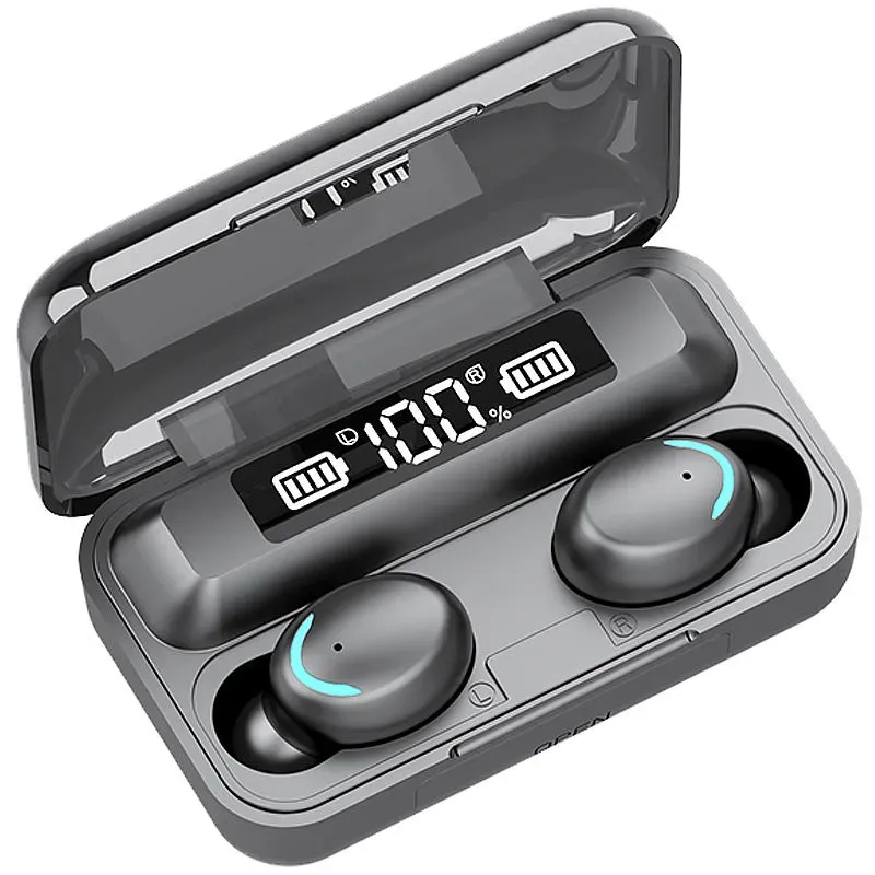 F9 TWS Écouteurs sans fil Bluetooth V 5.0 Écouteurs Microphone Sport LED Affichage numérique de l'alimentation Casque Réduction du bruit Empreintes digitales Casque f