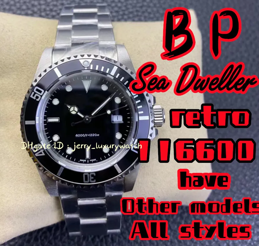 BP 116600 Sea Dweller Vintage Luxury Men's Watch 904Lステンレス鋼、3135機械式運動。 40mmダイビングビジネススイミング