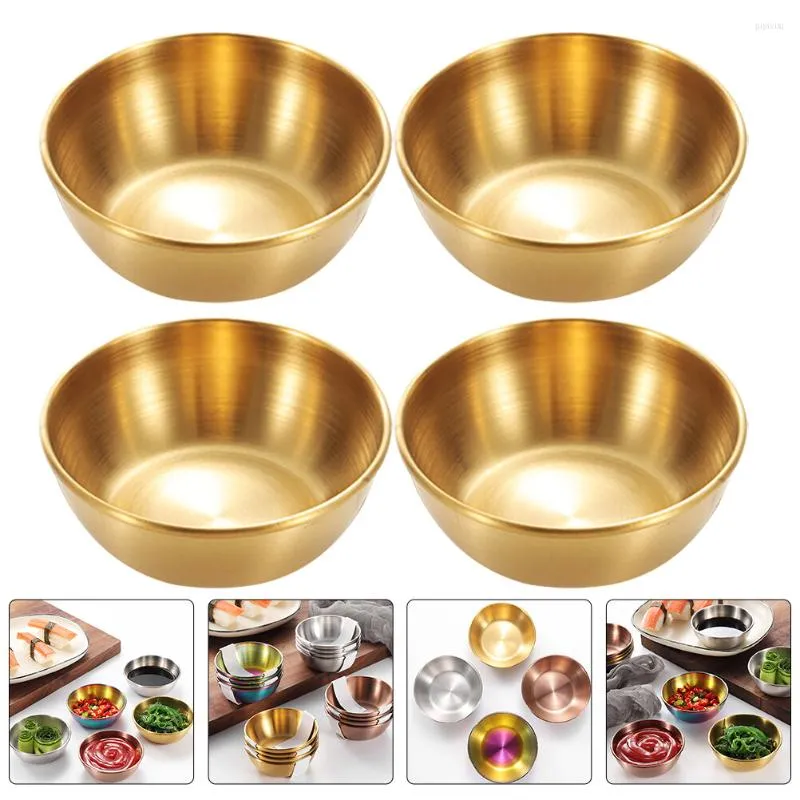 Dinnerware Sets 4 Pcs Stainless Steel Dipping Cup Cups Bowls Mini Condiments Tiny Chips Serving Dish Salad Dressing Cruet