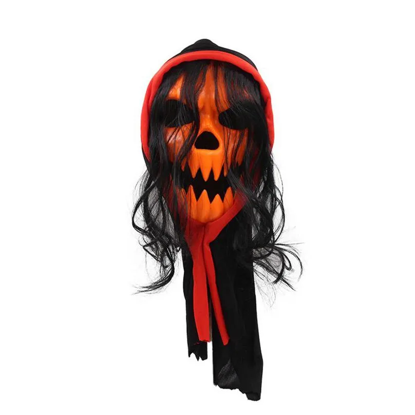 scary halloween party skull ghost masks with veil hair plastic masquerade carnival cosplay mask