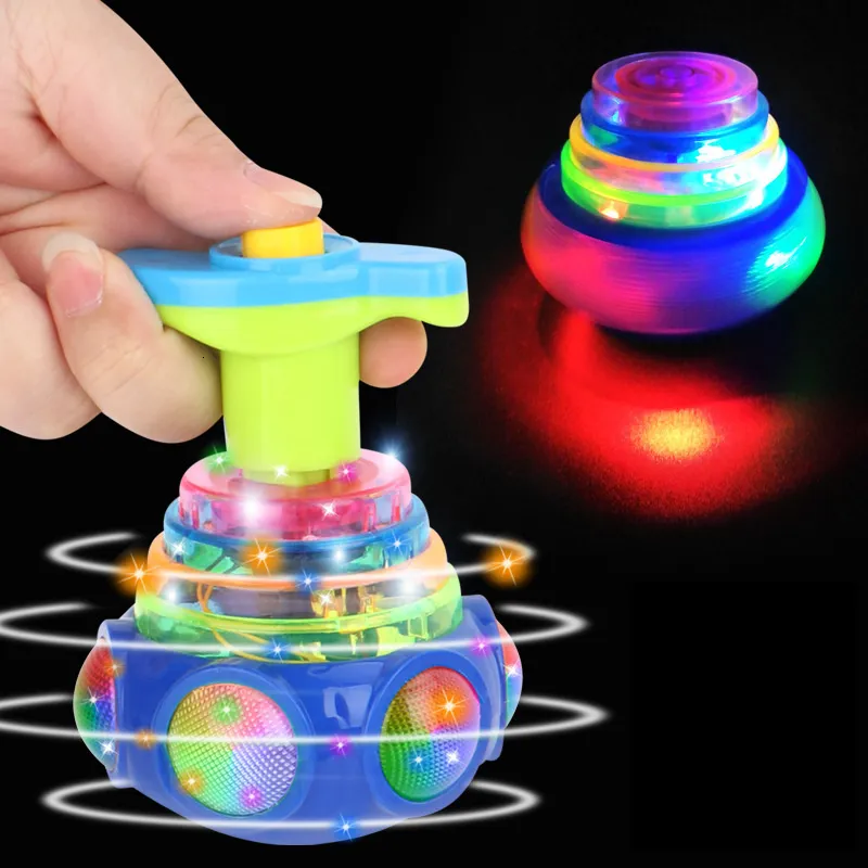 Pião Giratório Elétrico Giroscópio Laser Color Flash Luz LED Brinquedo Música Sonoluminescente Clássico Venda Infantil 230714