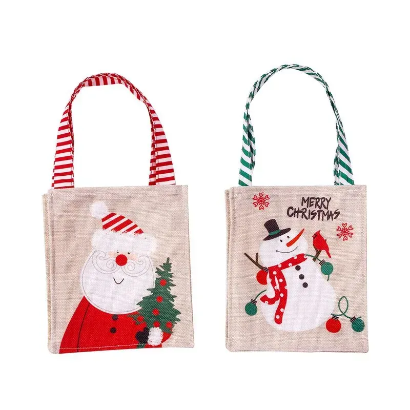 Decorações de natal bolsa de pano papai noel crianças bolsas de doces para festa em casa 0714