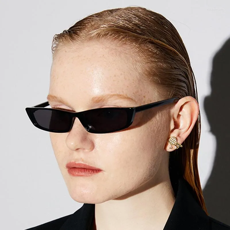 Солнцезащитные очки стильные маленькие прямоугольники женщины мужчины ретро узкие каркасы