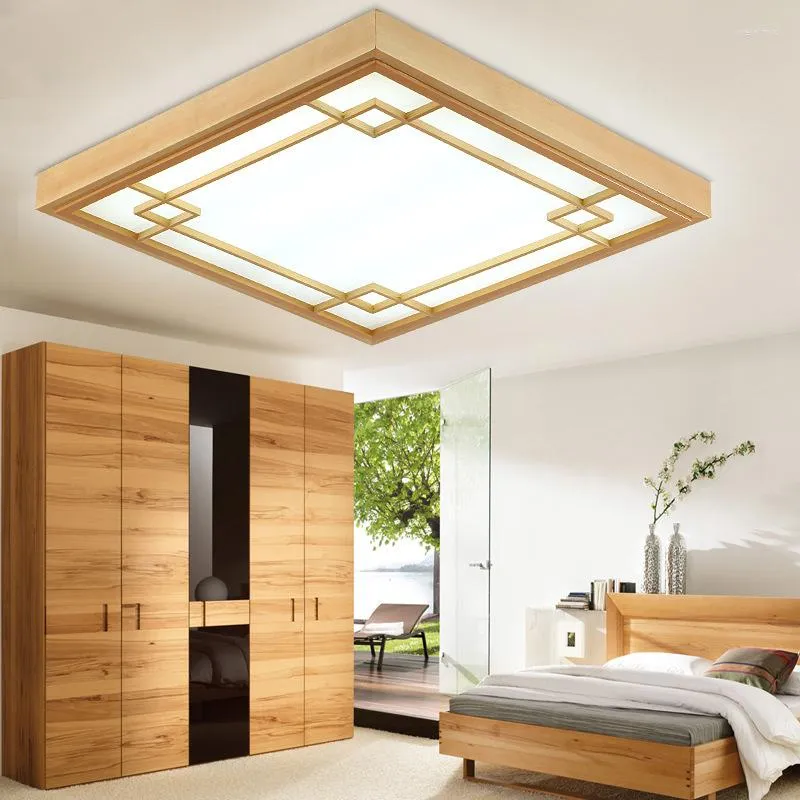 Plafoniere Tatami giapponese Lampada a led in legno Lampade da camera da letto semplici Soggiorno ultrasottile Ristorante interno