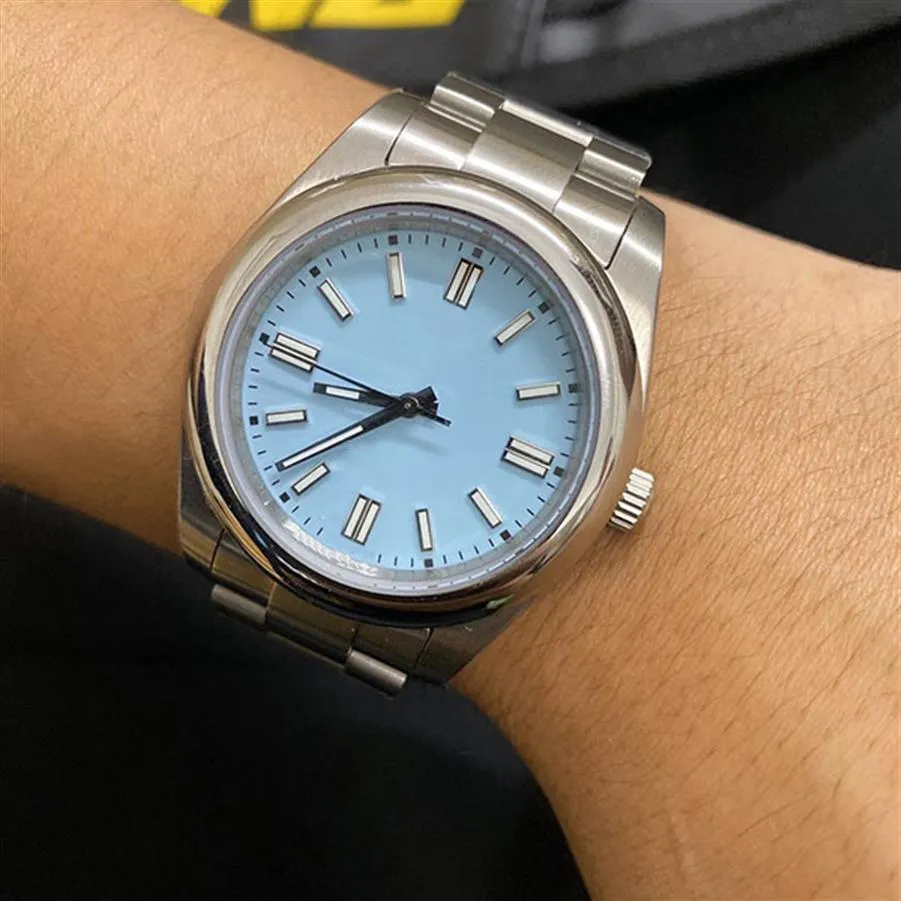 ST9 Stalowe męskie 41 mm Sapphire Glass Watch Automatyczne mechaniczne sporty na świeżym powietrzu Baby Blue Dial Streflatches Zmień kolory263L