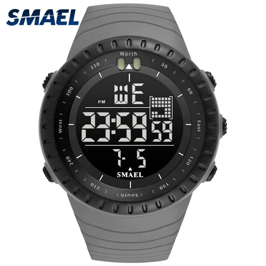 SMAEL Marque Nouvelle Montre Électronique Analogique Quartz Montre-Bracelet Horloge 50 Mètres Étanche Alarme Hommes Montres kol saati 1237263i