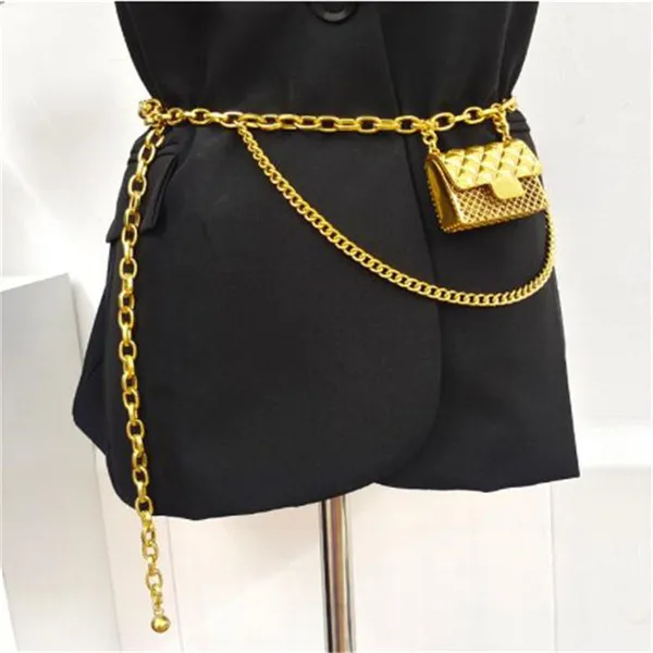 Gold Chain Waist Belt with Mini Bag Gold Chain Belt for Women with Mini Purse - Adjustable 42  main image 3