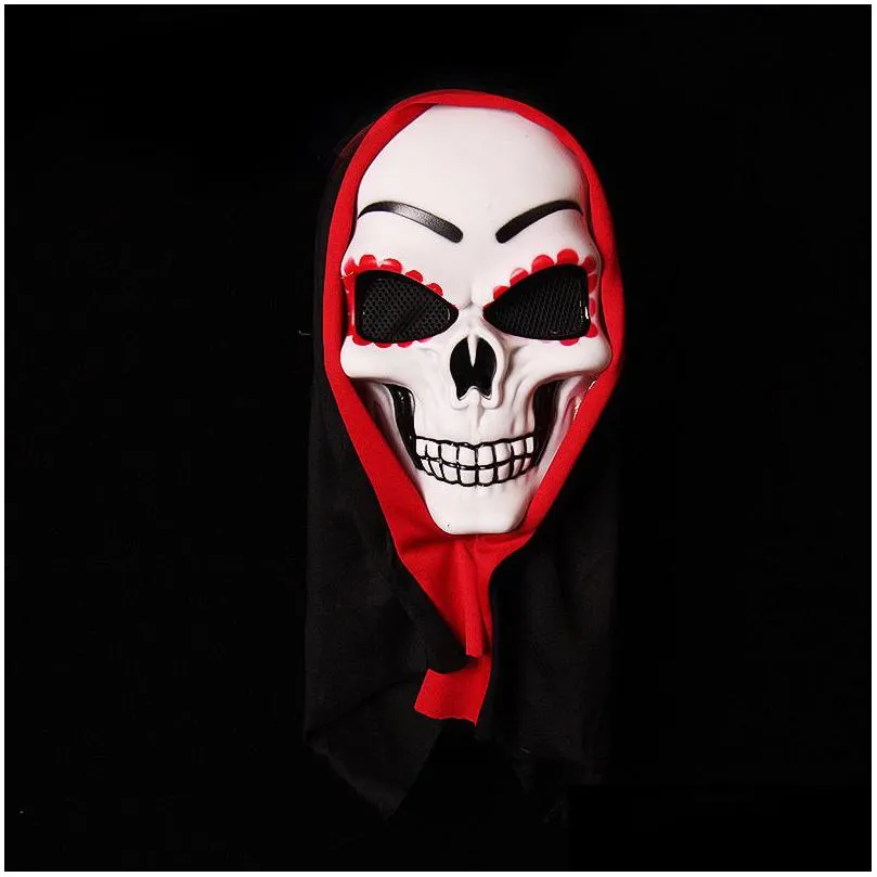 scary halloween party skull ghost masks with veil hair plastic masquerade carnival cosplay mask