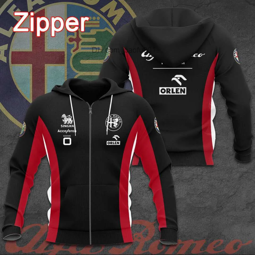 Chándales para hombres 2023 Alfa Romeo F1 Racing Team Cremallera Sudadera Pantalones Conjunto Nueva moda Deportes Chaqueta con capucha para mujer Z230717