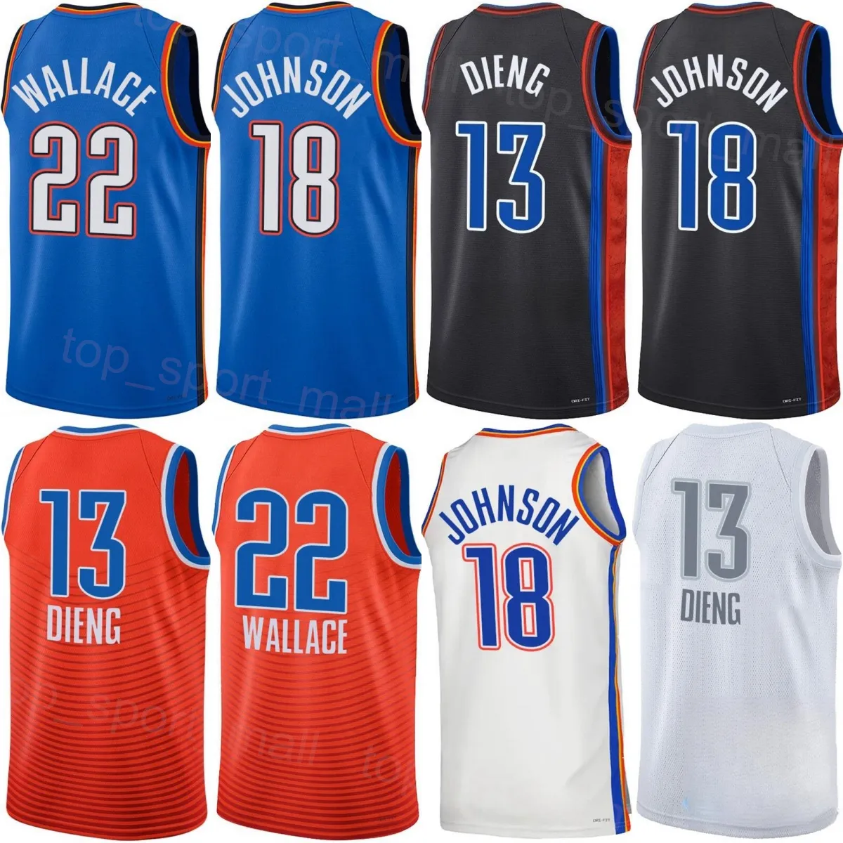 Печатные баскетбольные мужчины молодежь Cason Wallace Jersey 22 Keyontae Johnson 18 Ousmane Dieng 13 Виктор Оладипо Василия Мицик Шай Гилгеус-Александер 2 Лугуенц Дорт 5