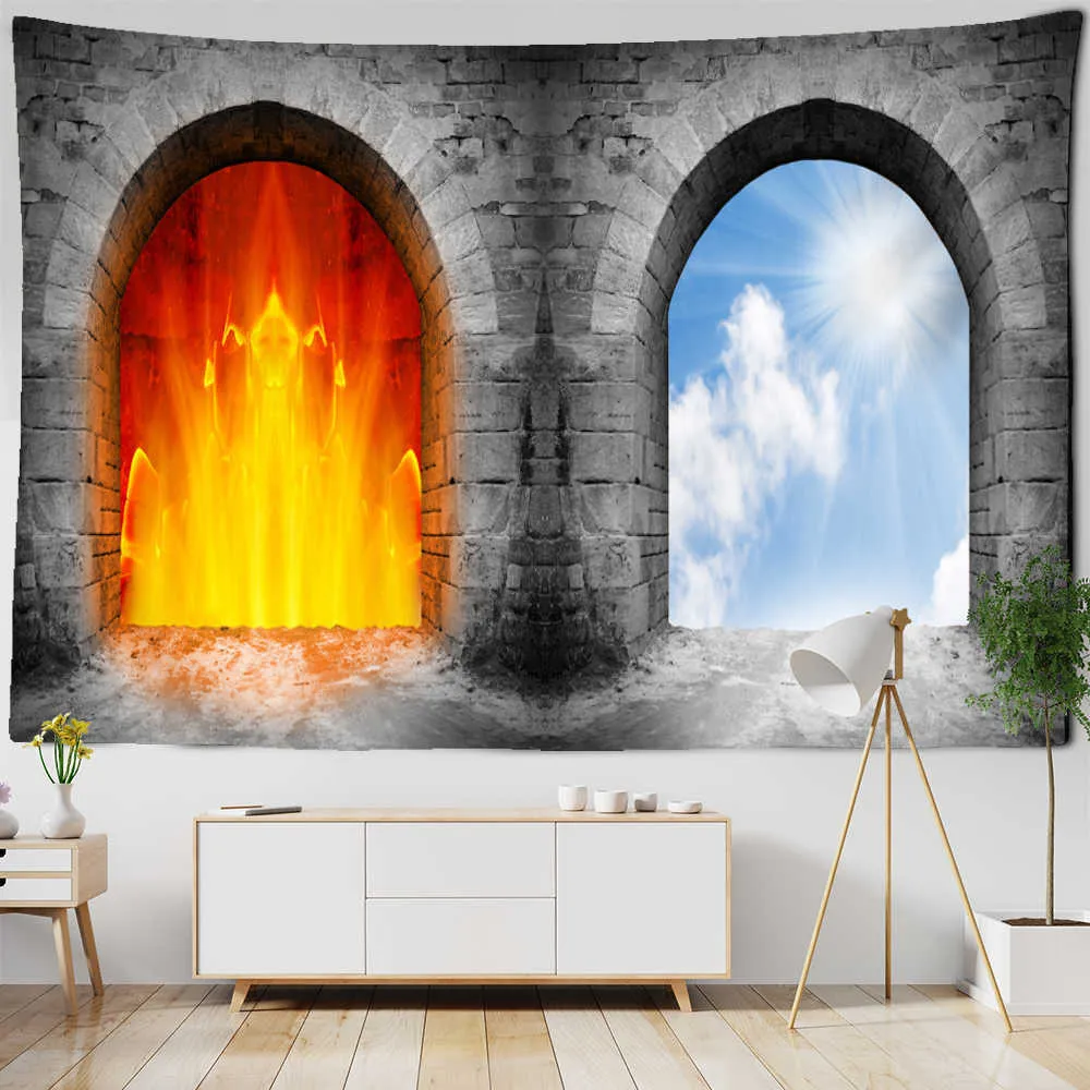 Haven And Hell Stone Gate Room Tapestry For Guys Wall Hanging Boho